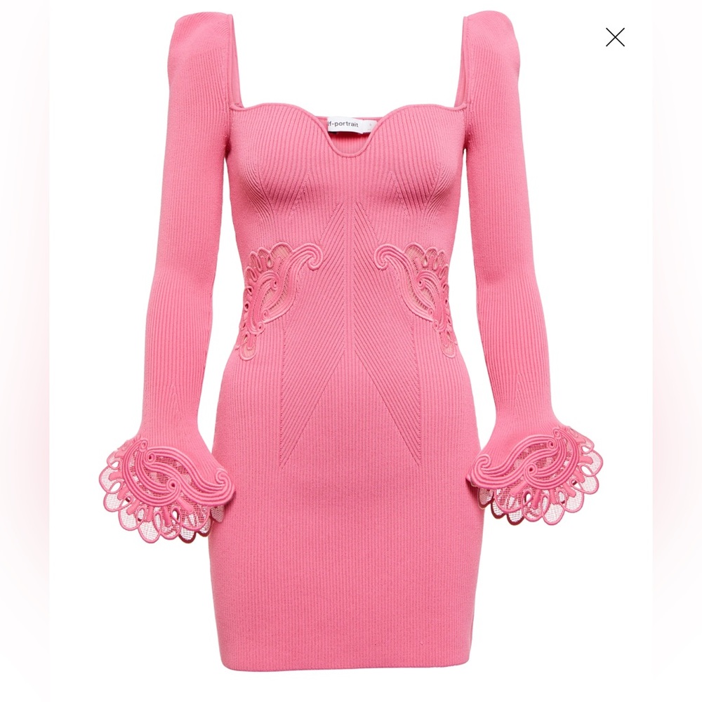 Pink Self-Portrait long sleeve mini NWT size XS